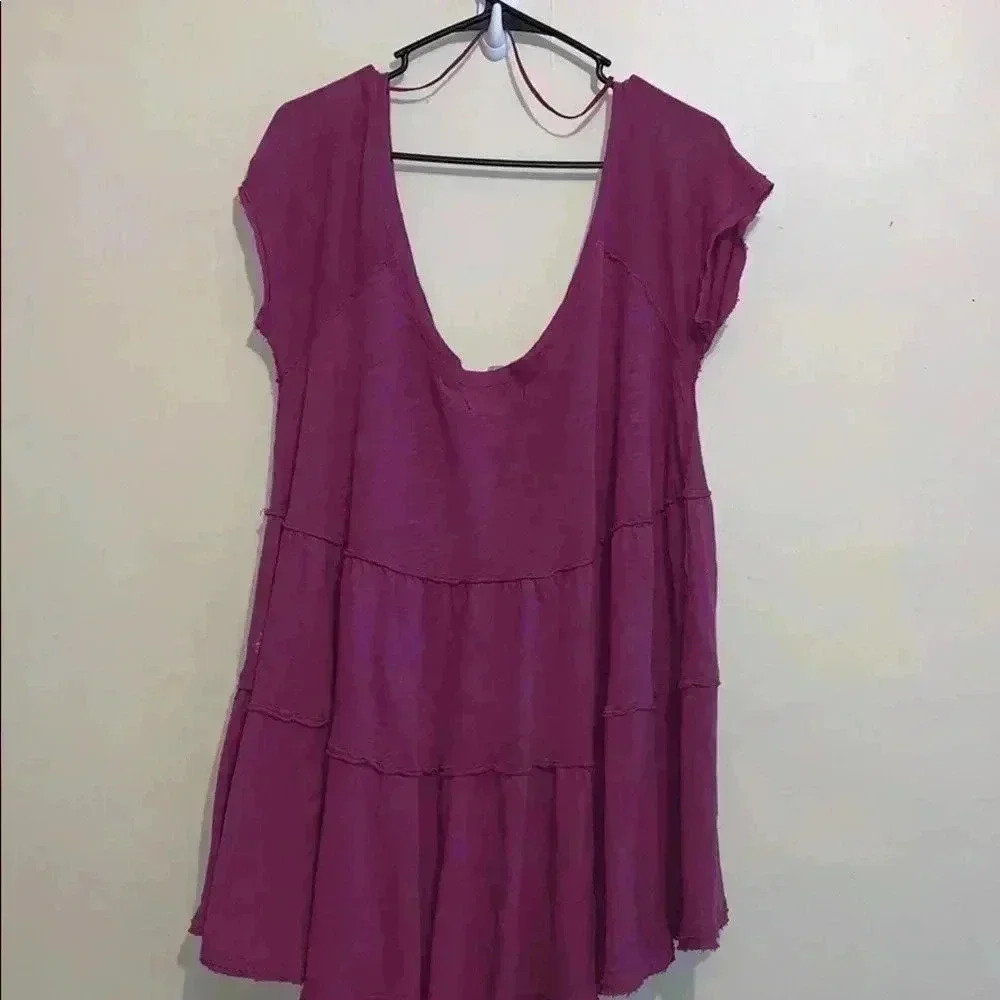 Free People Sunshine In The Rain Tee Raspberry - Picture 5 of 6